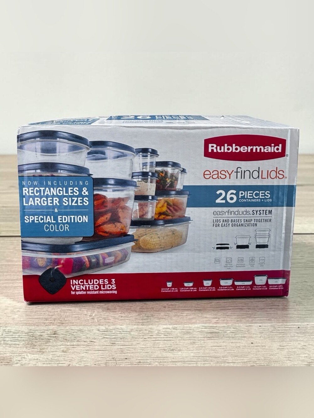 Rubbermaid Easy Find Lids 26 Piece Food Storage Container Set Blue Color-plastic